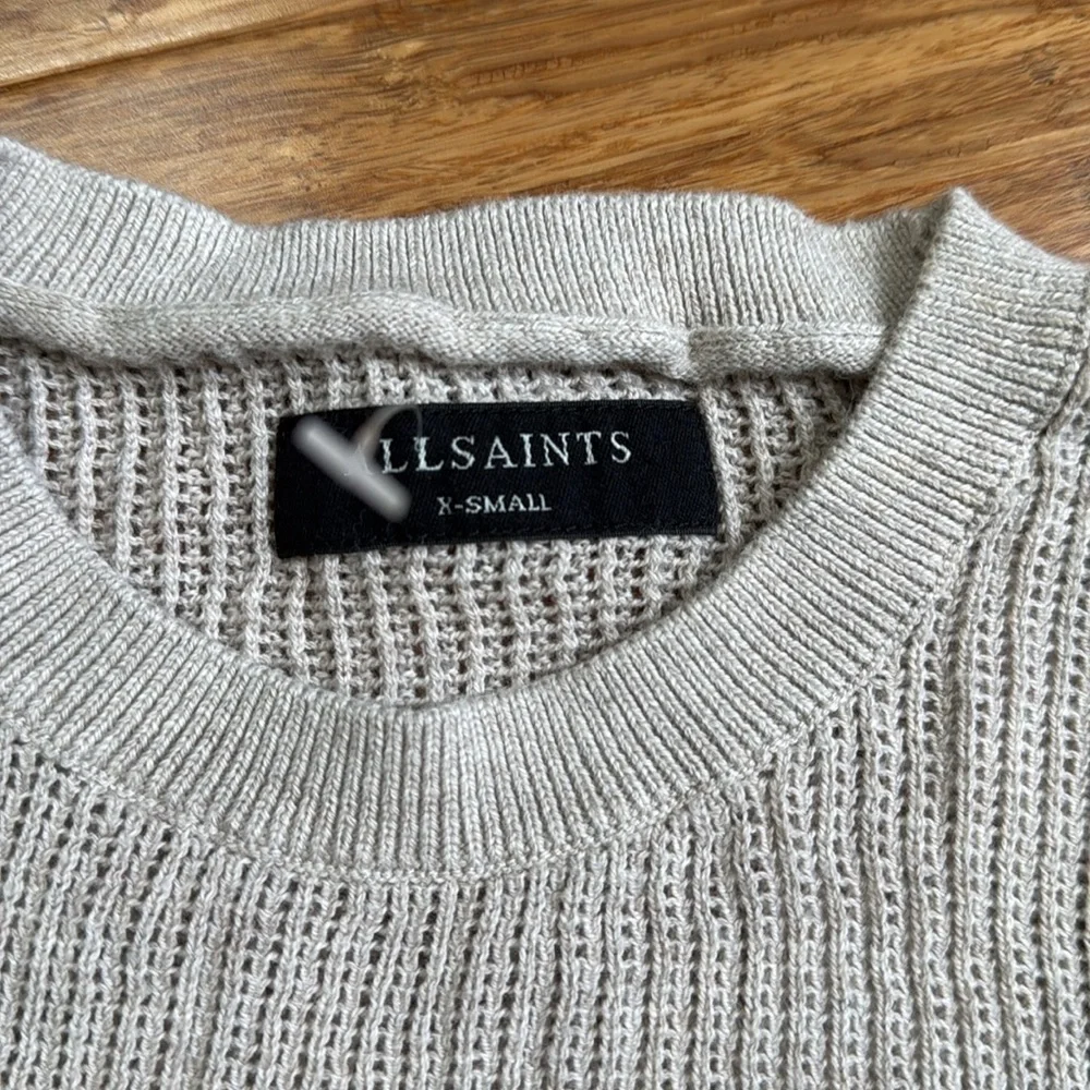 NEW ALL SAINTS Knit Sweater Taupe 100% cotton sz XS